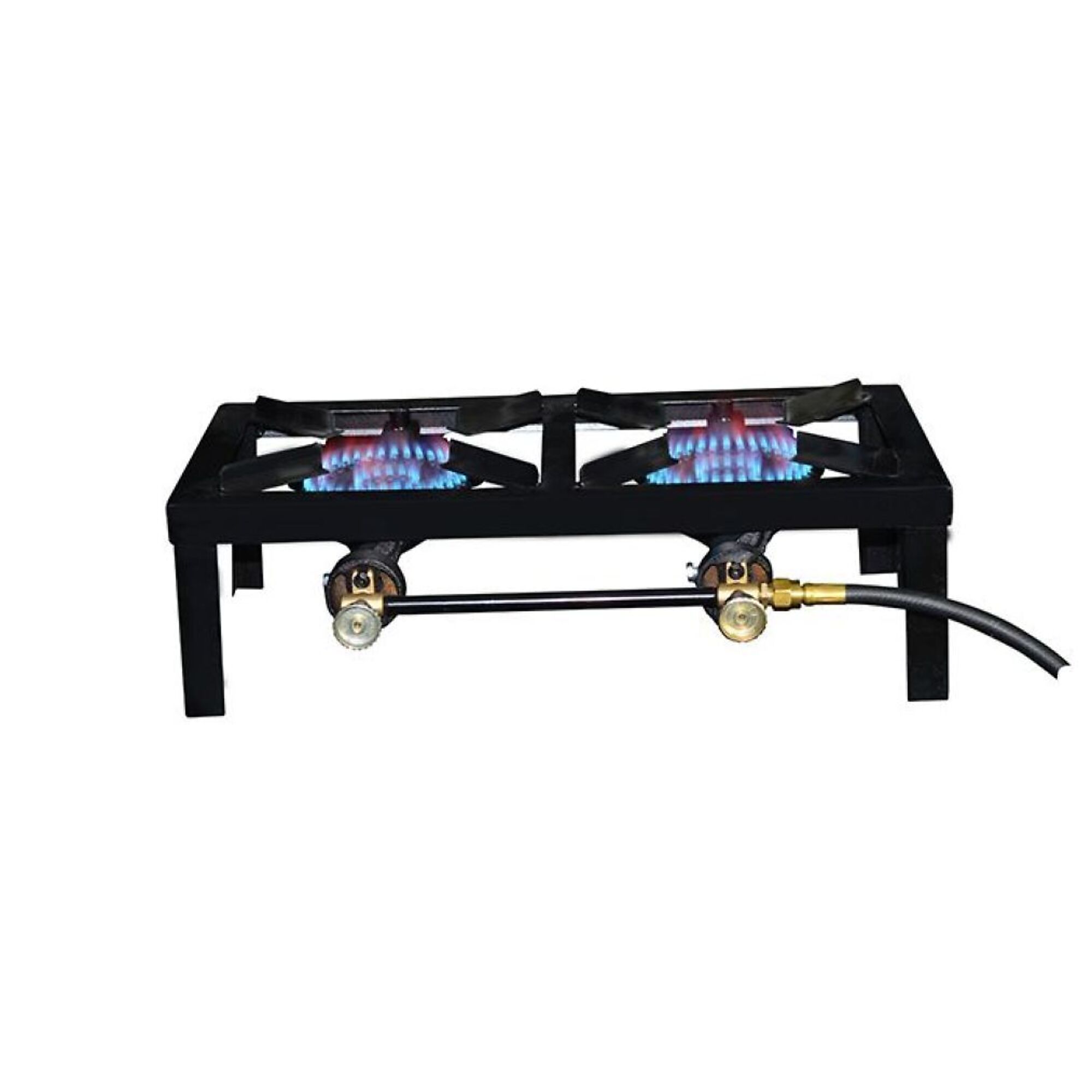 Base Camp Angle Iron Double Burner Stove — 15K-30K BTUs, Adjustable Legs, Propane, Durable Welded Frames, Model# BC30AI